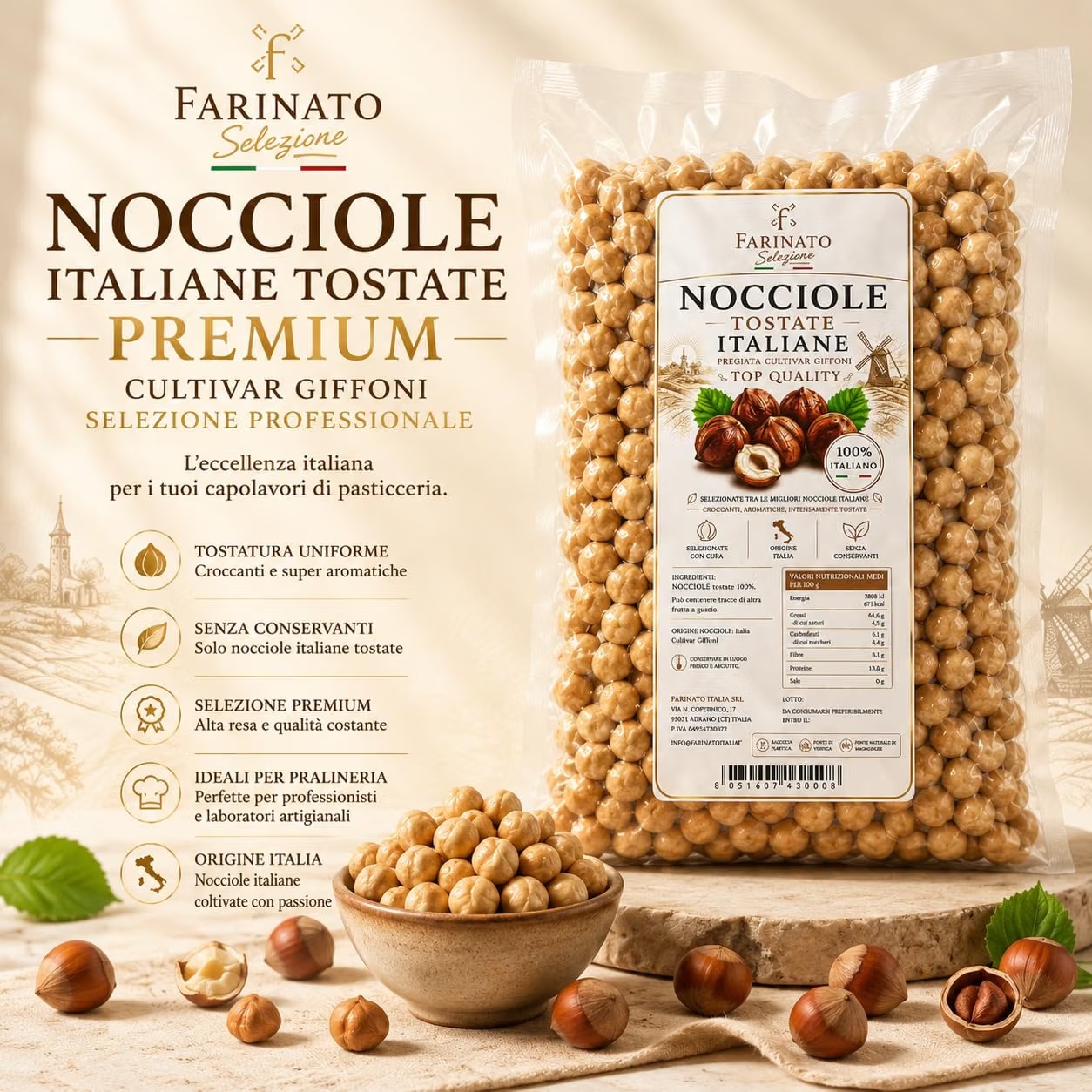 Nocciole Tostate Italiane Tonda di Giffoni – 1 kg - immagine 2